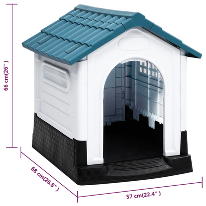 vidaXL Dog House Blue 57x68x66 cm Polypropylene