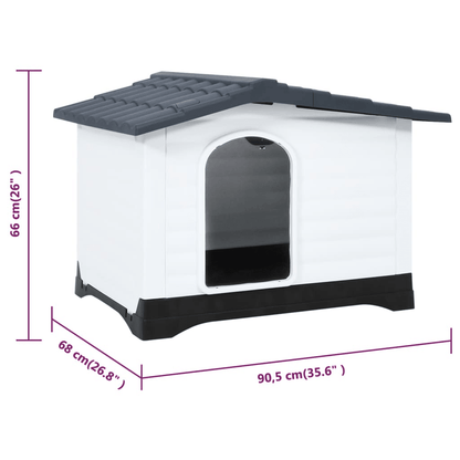 VidaXL Dog House Grey 90.5x68x66 cm Polypropylene