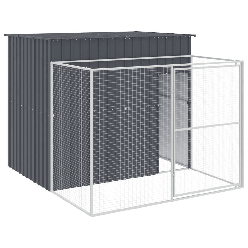 vidaXL Dog House with Run Anthracite 214x253x181 cm Galvanised Steel