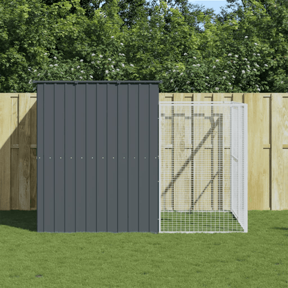 vidaXL Dog House with Run Anthracite 214x253x181 cm Galvanised Steel