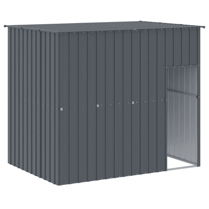 VidaXL Dog House with Run Galvanised Steel | Anthracite 214W x 253D x 181H cm - FluffePet