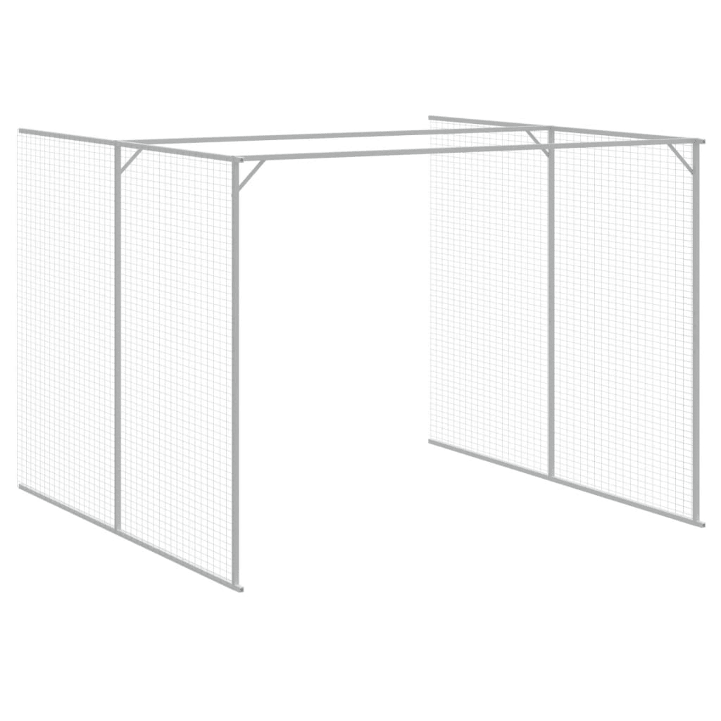 VidaXL Dog House with Run Galvanised Steel | Light Grey 214W x 1069D x 181H cm - FluffePet