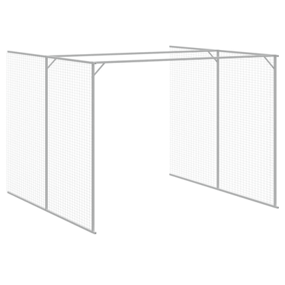 VidaXL Dog House with Run Galvanised Steel | Light Grey 214W x 1069D x 181H cm - FluffePet