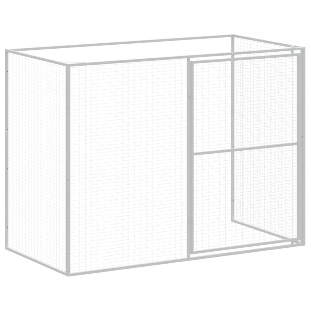 VidaXL Dog House with Run Galvanised Steel | Light Grey 214W x 1069D x 181H cm - FluffePet