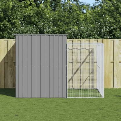 vidaXL Dog House with Run Light Grey 214x253x181 cm Galvanised Steel