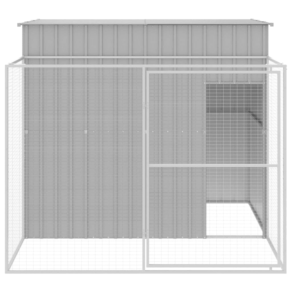 vidaXL Dog House with Run Light Grey 214x253x181 cm Galvanised Steel