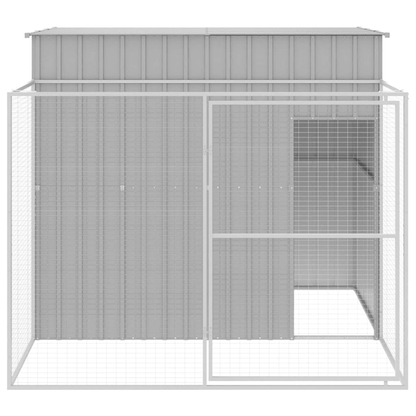 vidaXL Dog House with Run Light Grey 214x253x181 cm Galvanised Steel