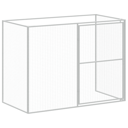 VidaXL Dog House with Run Galvanised Steel | Light Grey 214W x 253D x 181H cm - FluffePet