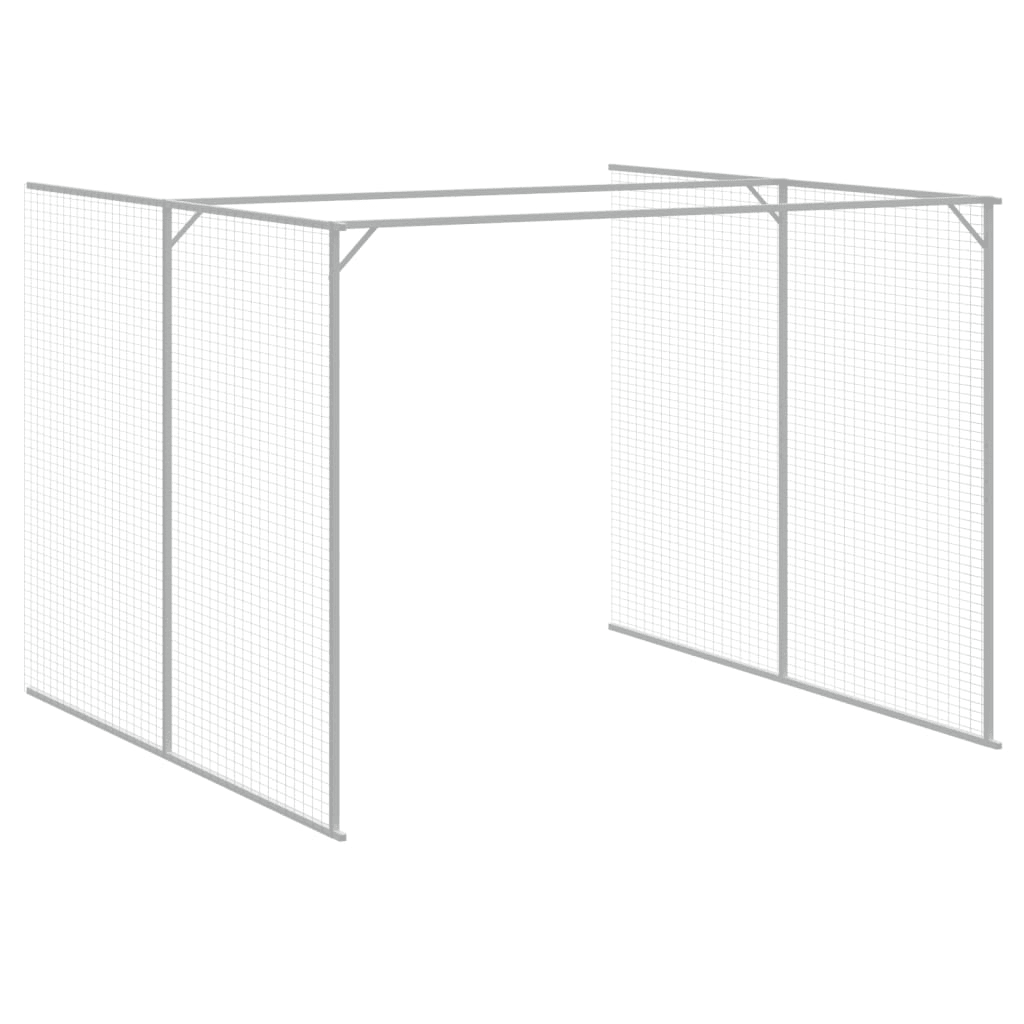 VidaXL Dog House with Run Galvanised Steel | Light Grey 214W x 661D x 181H cm - FluffePet