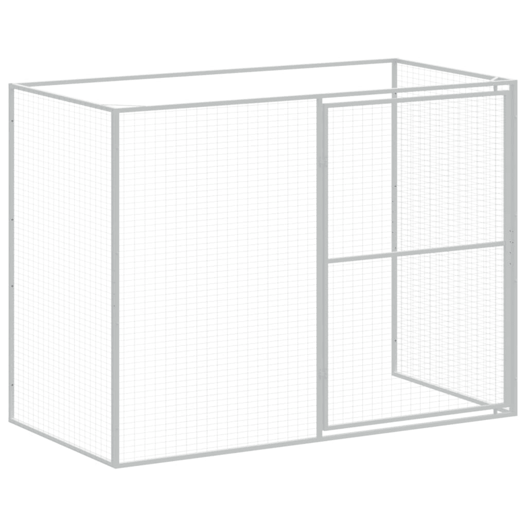 VidaXL Dog House with Run Galvanised Steel | Light Grey 214W x 661D x 181H cm - FluffePet