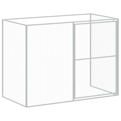 VidaXL Dog House with Run Galvanised Steel | Light Grey 214W x 661D x 181H cm - FluffePet