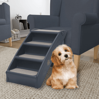 VidaXL Folding 4-Step Dog Stairs Dark Grey