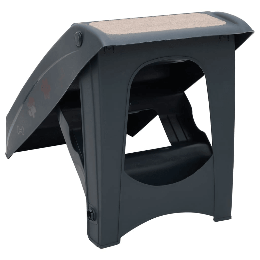 VidaXL Folding 4-Step Dog Stairs Dark Grey