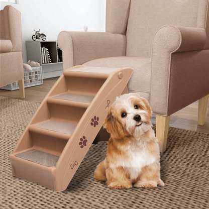 VidaXL Folding Dog Stairs Brown 62x40x49.5 cm