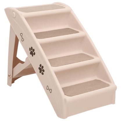 VidaXL Folding Dog Stairs Cream 62x40x49.5 cm