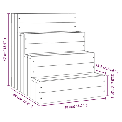 vidaXL Pet Stair 40x49x47 cm Solid Wood Pine