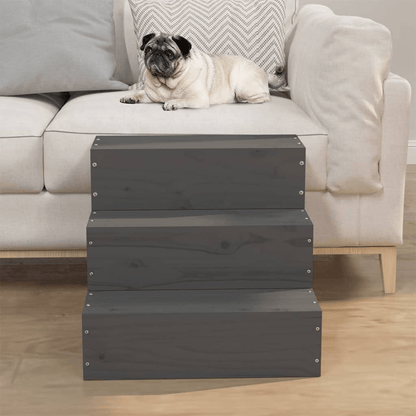 VidaXL Pet Stair Solid Wood Pine Grey 40x37.5x35 cm