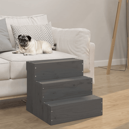 VidaXL Pet Stair Solid Wood Pine Grey 40x37.5x35 cm