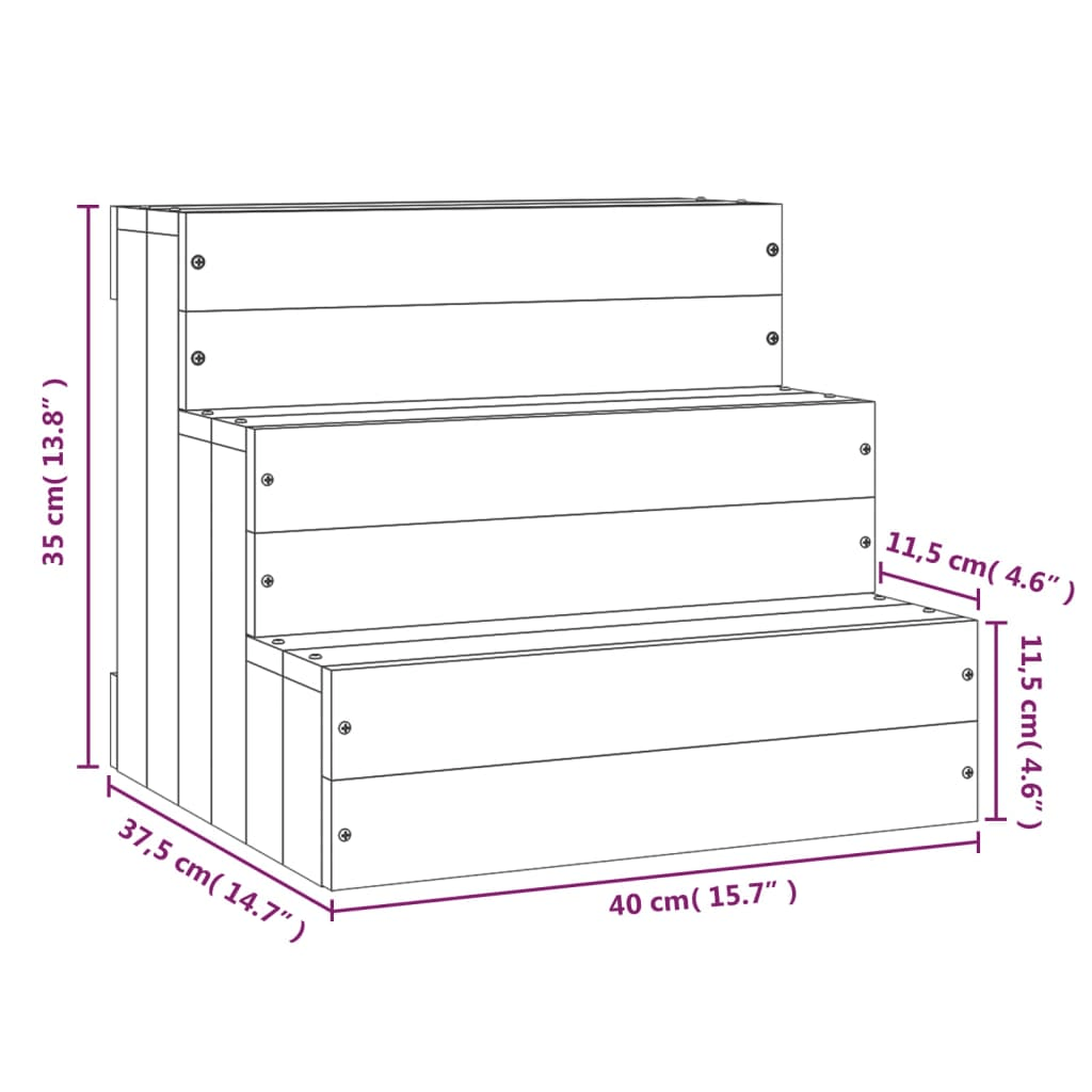 VidaXL Pet Stair Solid Wood Pine Grey 40x37.5x35 cm