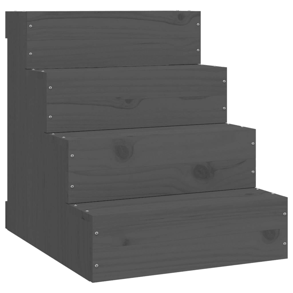 vidaXL Pet Stair Grey 40x49x47cm Solid Wood Pine