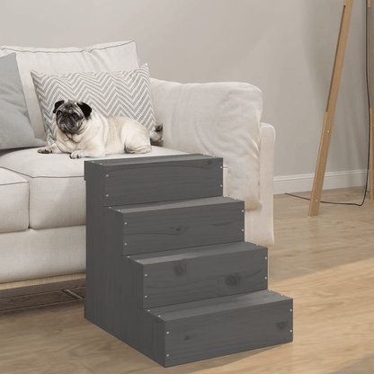 vidaXL Pet Stair Grey 40x49x47cm Solid Wood Pine