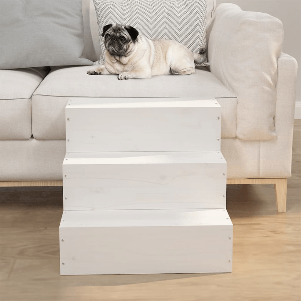 vidaXL Pet Stair White 40x37.5x35 cm Solid Wood Pine