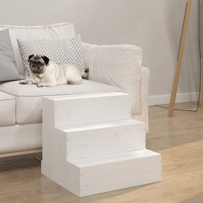 vidaXL Pet Stair White 40x37.5x35 cm Solid Wood Pine